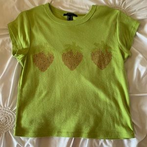 F21 Bedazzled Strawberry Baby Tee